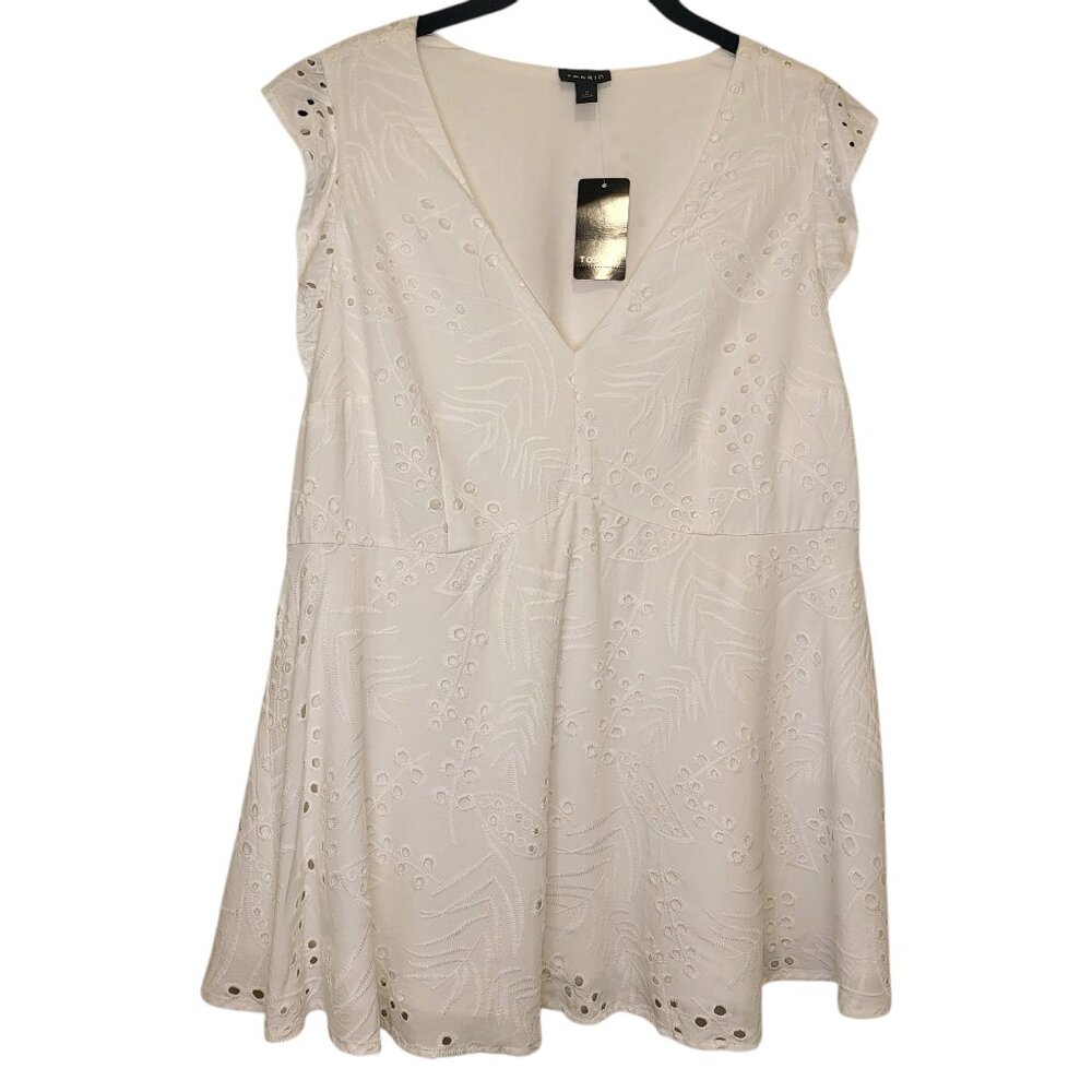 NWT Torrid Summer White Eyelet Babydoll Top Plus Sz 0 (Sz 12) Boho Cottagecore